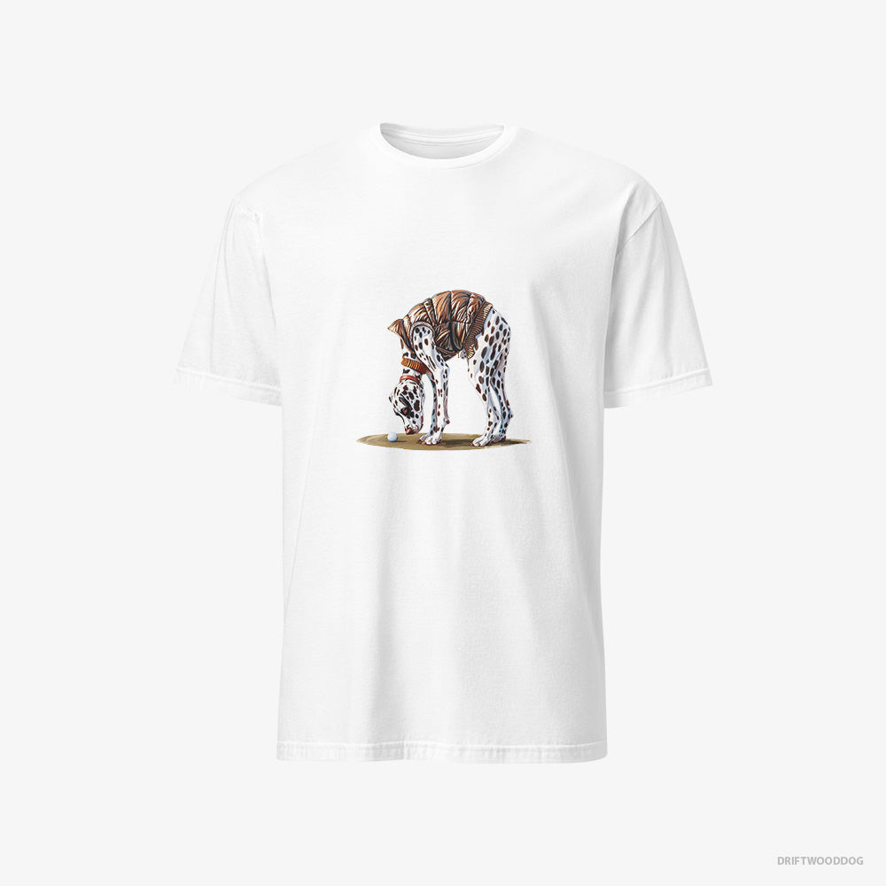 Dalmatian T-Shirt – Men White T-Shirt Classic – on the Golf Course (on White Background)