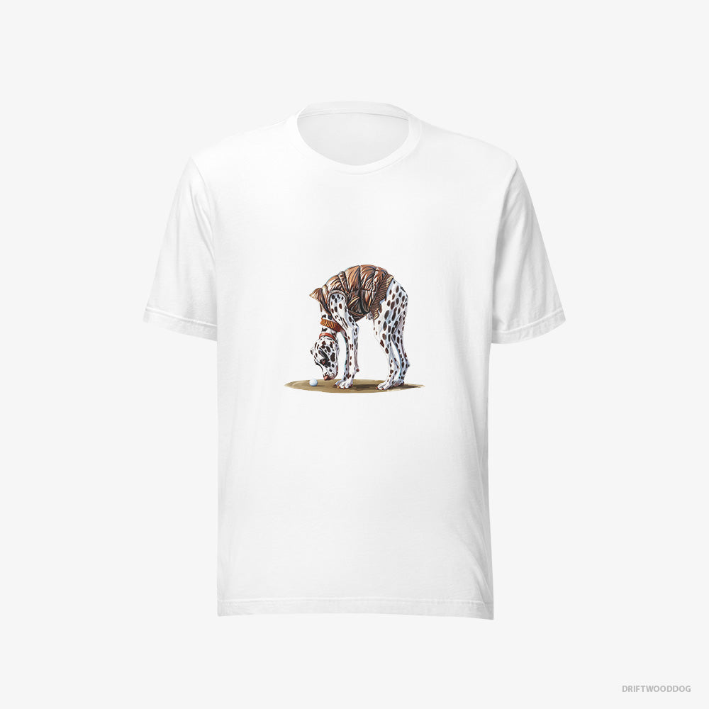 Dalmatian T-Shirt – Men White T-Shirt Eco-Friendly – on the Golf Course (on White Background)