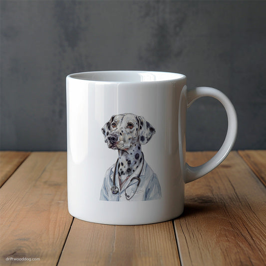 Dalmatian in Doctor's Gear Mug – Unique Dog Cups | Dog-Themed Mugs