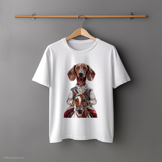 Dachshund Enjoying a Horseback Ride T-Shirt – Unisex Tee for Dog Lovers