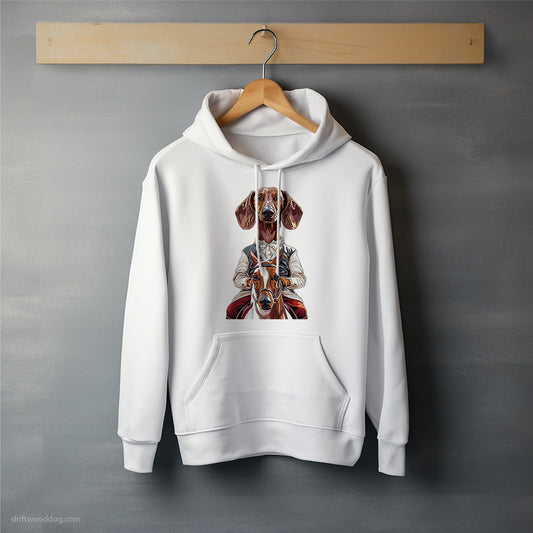 Dachshund Enjoying a Horseback Ride Hoodie – Unisex Hoodie for Dog Lovers