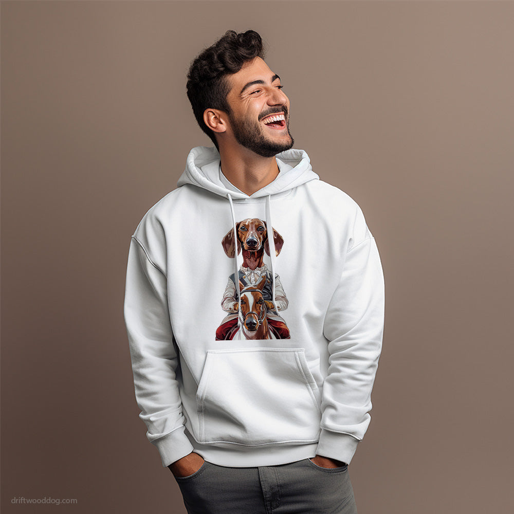 Dachshund Enjoying a Horseback Ride Hoodie – Dog Hoodies for Men