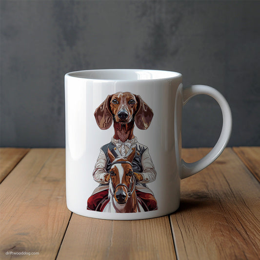 Dachshund Enjoying a Horseback Ride Mug – Unique Dog Cups | Dog-Themed Mugs