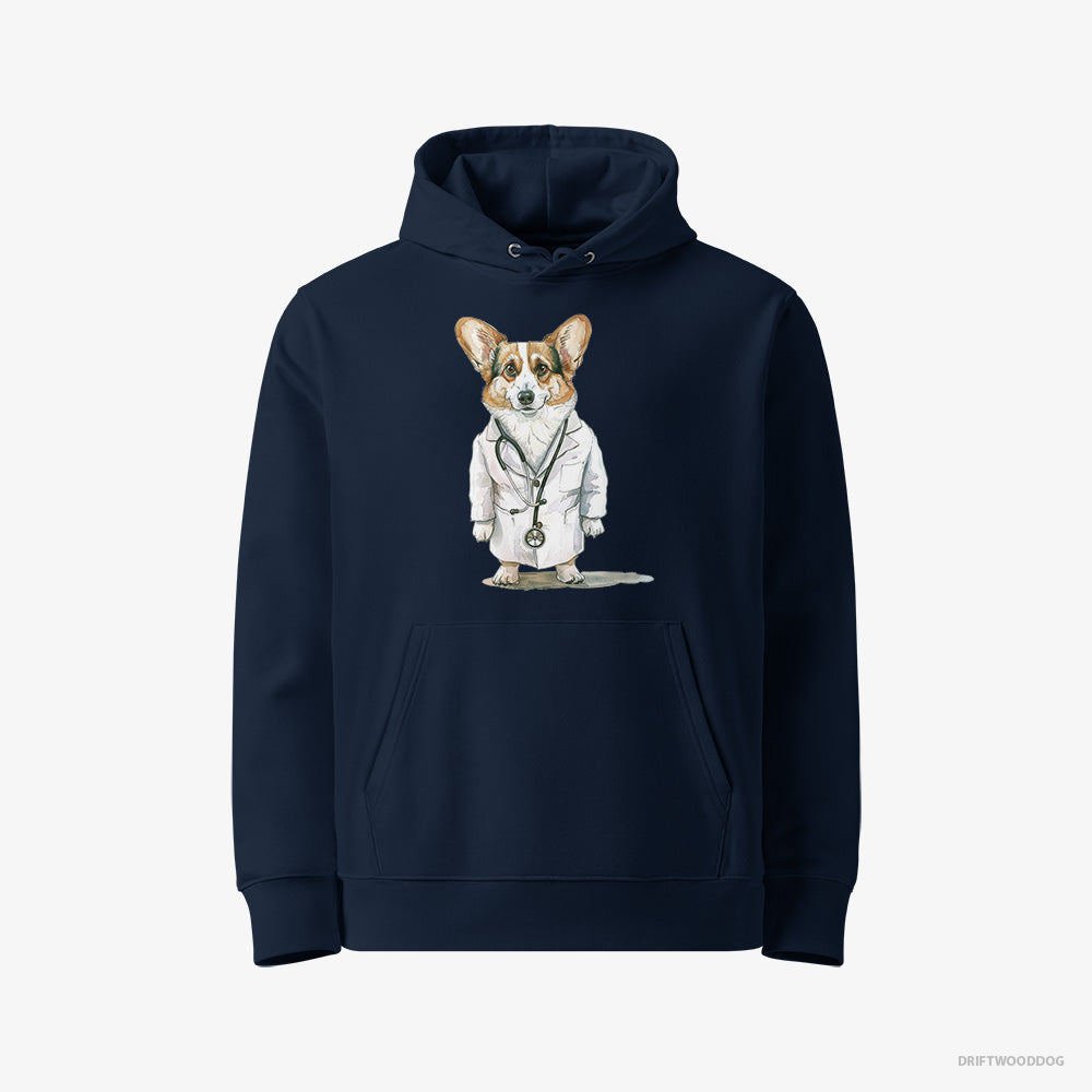 Corgi Doctor of Happiness – Men's Hoodie Navy Eco – Eco-Friendly