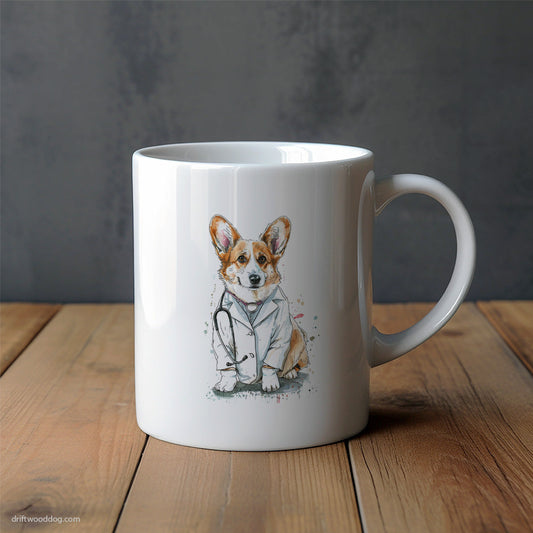 Corgi Dressed as a Doctor Mug – Unique Dog Cups | Dog-Themed Mugs