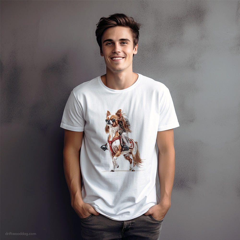 Funny Chihuahua as a Horse T-Shirt – Dog Graphic Tee for Men