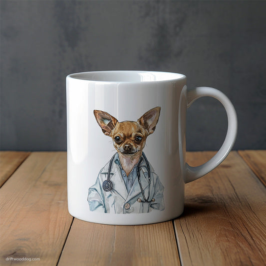 Chihuahua Acting as a Doctor Mug – Unique Dog Cups | Dog-Themed Mugs