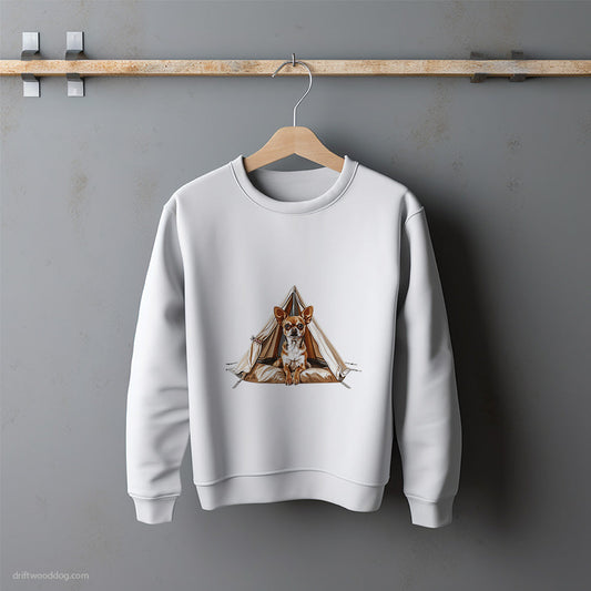 Chihuahua on a Tent Journey Sweatshirt – Unisex Sweatshirt for Dog Lovers