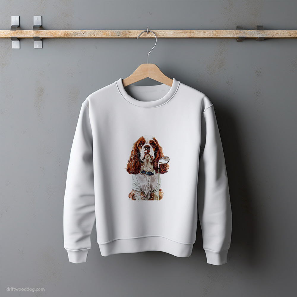 Cavalier King Charles Spaniel on a Golf Journey Sweatshirt – Unisex Sweatshirt for Dog Lovers