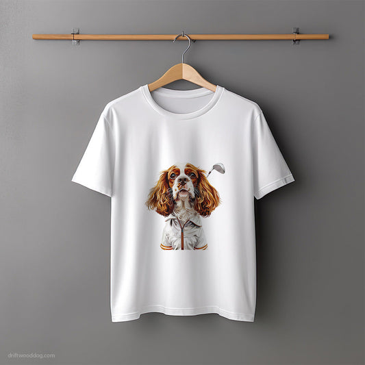 Cavalier King Charles Spaniel Enjoying a Day of Golf T-Shirt – Unisex Tee for Dog Lovers