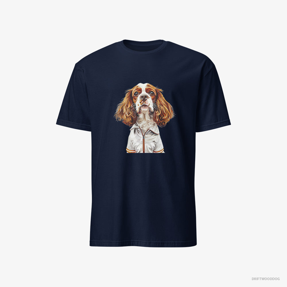 Cavalier King Charles Spaniel T-Shirt – Men Navy T-Shirt Classic – Enjoying a Day of Golf (on White Background)