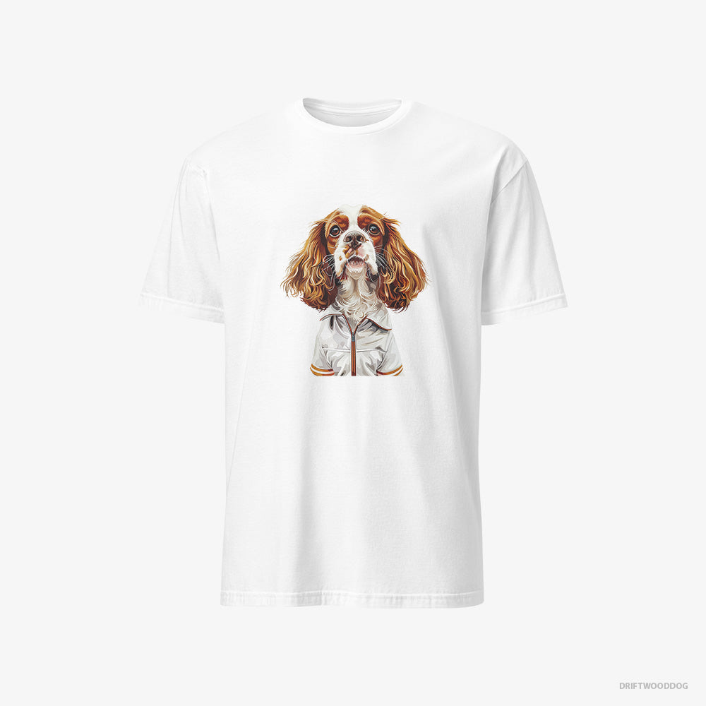 Cavalier King Charles Spaniel T-Shirt – Men White T-Shirt Classic – Enjoying a Day of Golf (on White Background)