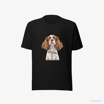 Cavalier King Charles Spaniel T-Shirt – Men Black T-Shirt Eco-Friendly – Enjoying a Day of Golf (on White Background)