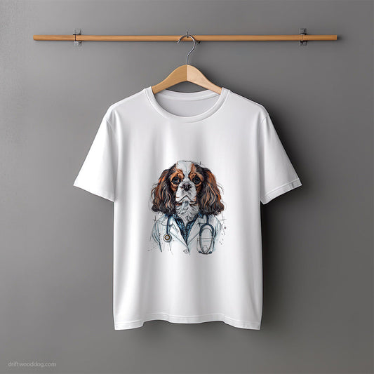 Cavalier King Charles Spaniel with a Stethoscope T-Shirt – Unisex Tee for Dog Lovers