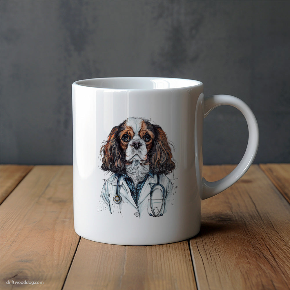 Cavalier King Charles Spaniel with a Stethoscope Mug – Unique Dog Cups | Dog-Themed Mugs