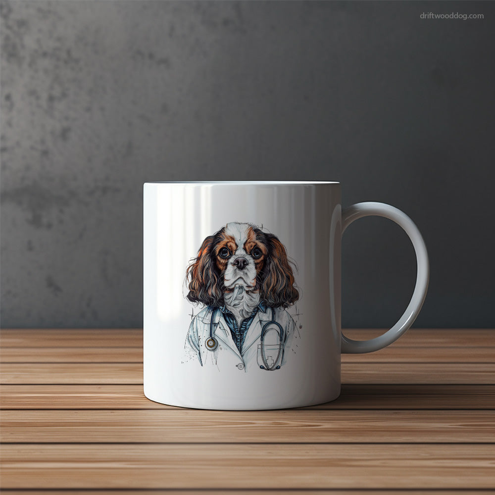 Cavalier King Charles Spaniel with a Stethoscope Mug – Funny Dog Coffee Mugs | Quirky Canine Drinkware