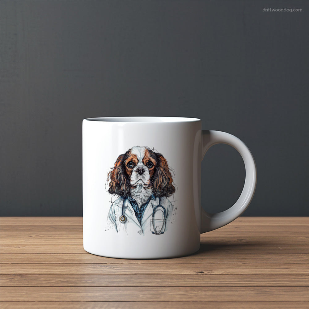 Cavalier King Charles Spaniel with a Stethoscope Mug – Custom Dog Mugs | Personalized Pet Mugs