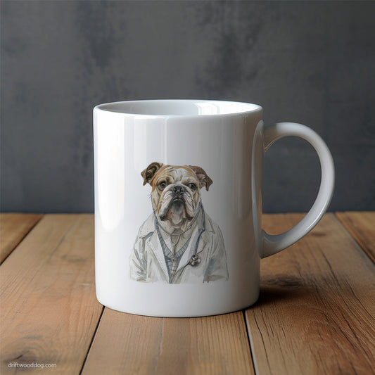 Bulldog in Full Doctor Mode Mug – Unique Dog Cups | Dog-Themed Mugs