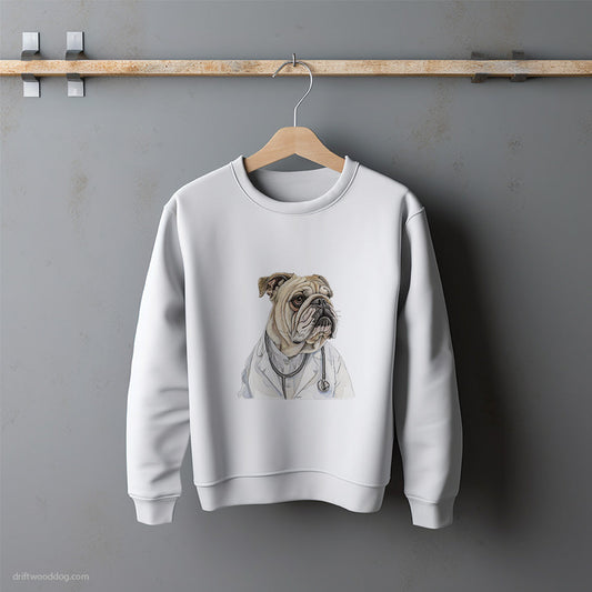 Bulldog Doctor on Duty Sweatshirt – Unisex Sweatshirt for Dog Lovers