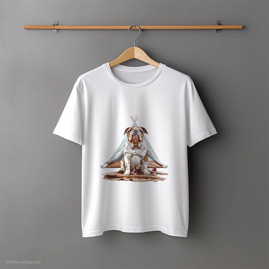 Bulldog Camping T-Shirt – Unisex Tee for Dog Lovers