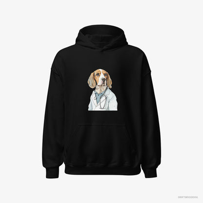 Beagle Hoodie – Men Black Hoodie Classic – Giving Medical Advice (on White Background)