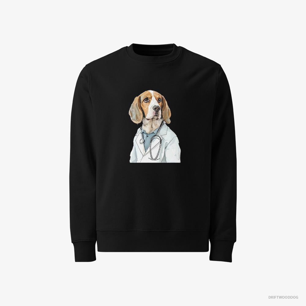 Beagle Sweatshirt – Men Black Sweatshirt Classic – Giving Medical Advice (on White Background)