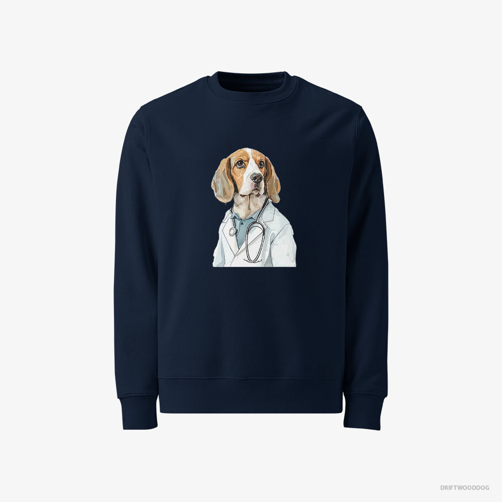 Beagle Sweatshirt – Women Navy Sweatshirt Classic – Giving Medical Advice (on White Background)