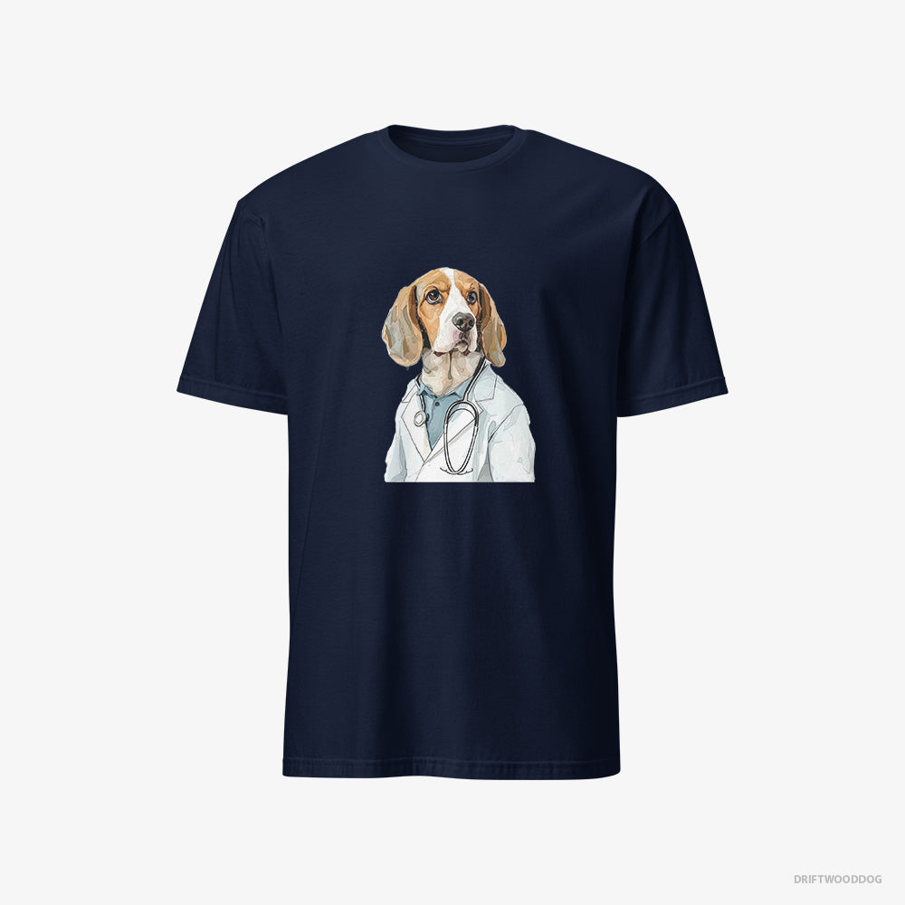 Beagle T-Shirt – Men Navy T-Shirt Classic – Giving Medical Advice (on White Background)