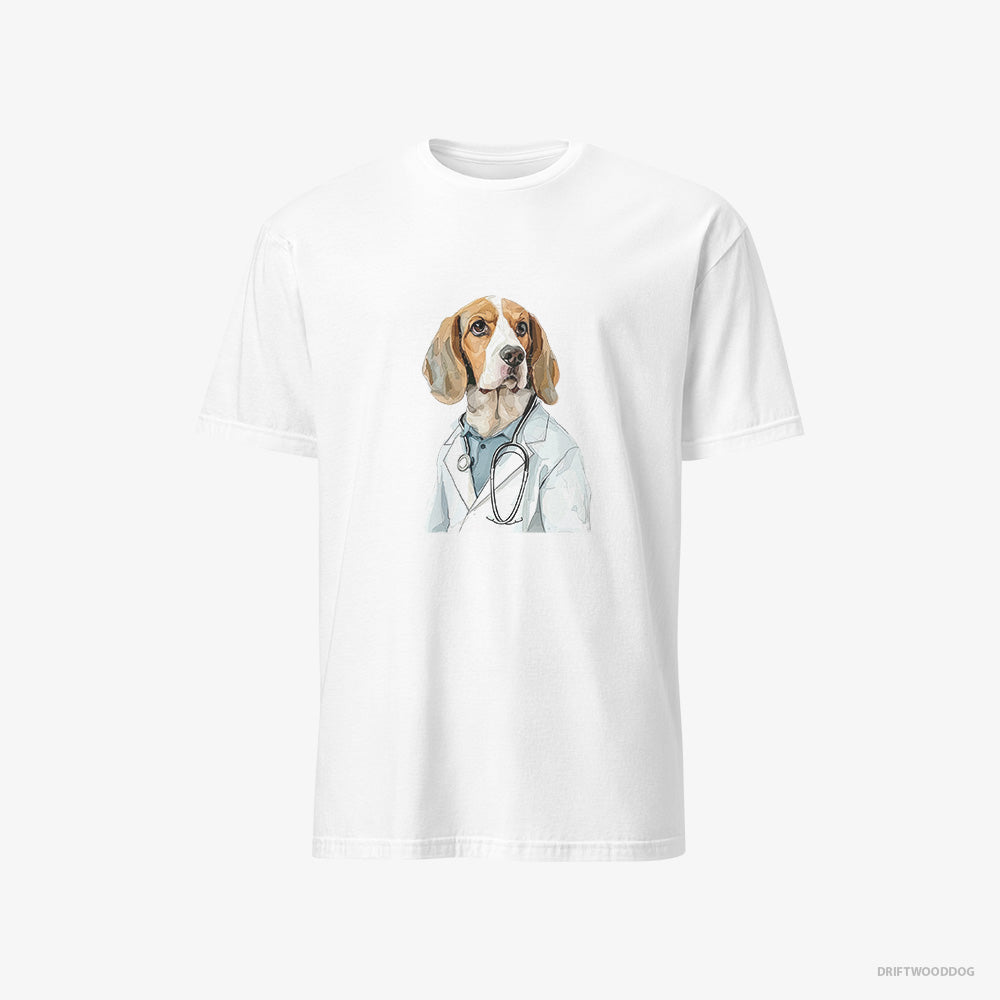 Beagle T-Shirt – Men White T-Shirt Classic – Giving Medical Advice (on White Background)