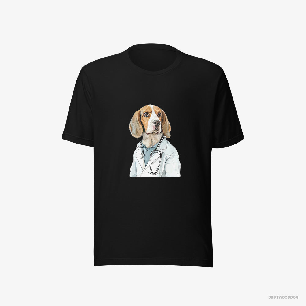 Beagle T-Shirt – Men Black T-Shirt Eco-Friendly – Giving Medical Advice (on White Background)