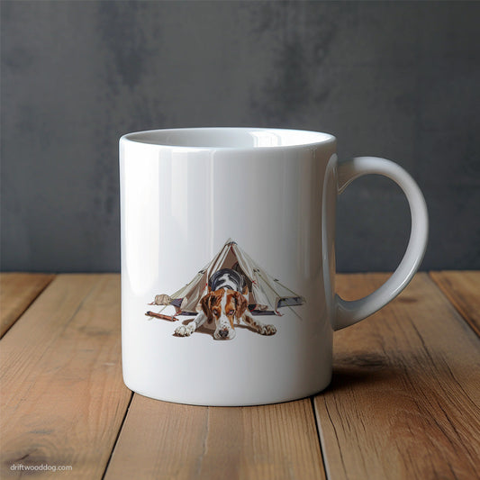 Beagle on a Camping Trip Mug – Unique Dog Cups | Dog-Themed Mugs