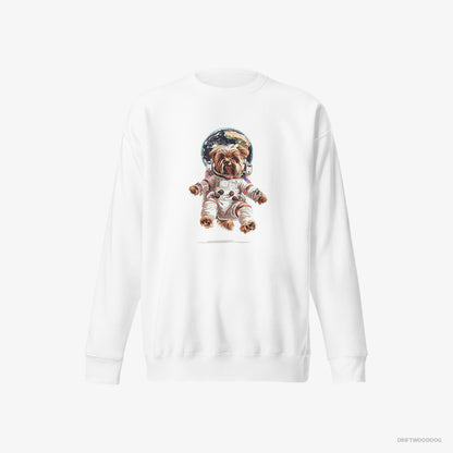 Yorkshire Terrier Astronaut in Space White Sweatshirt