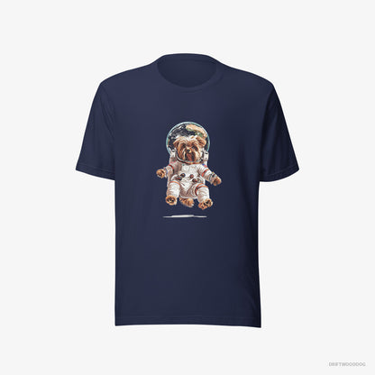 Yorkshire Terrier T-Shirt – Men Navy T-Shirt Eco-Friendly – Astronaut in Space (on White Background)