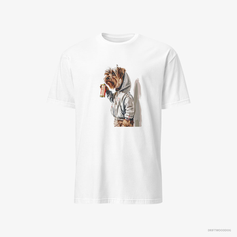 Yorkshire Terrier T-Shirt – Men White T-Shirt Classic – Ready to Paint Graffiti (on White Background)