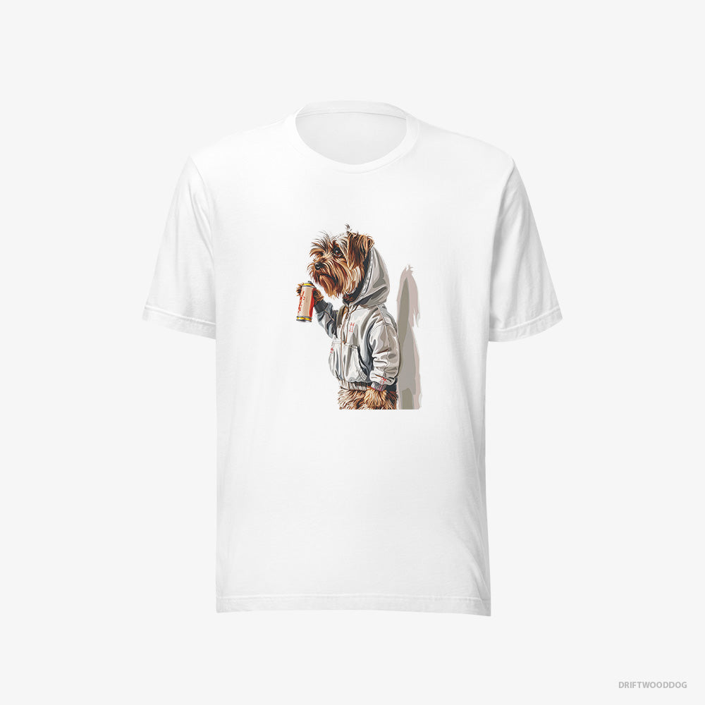 Yorkshire Terrier T-Shirt – Men White T-Shirt Eco-Friendly – Ready to Paint Graffiti (on White Background)