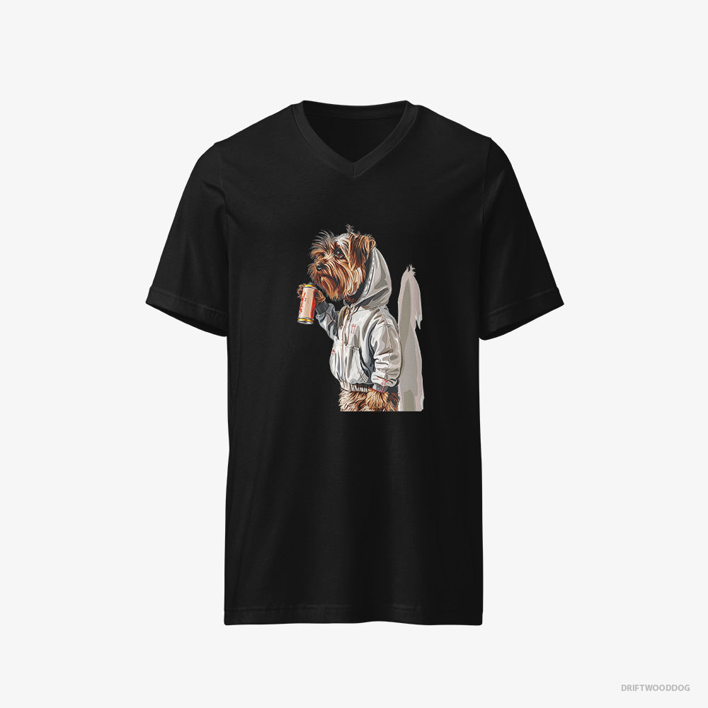 Yorkshire Terrier T-Shirt – Men Black T-Shirt V-Neck – Ready to Paint Graffiti (on White Background)