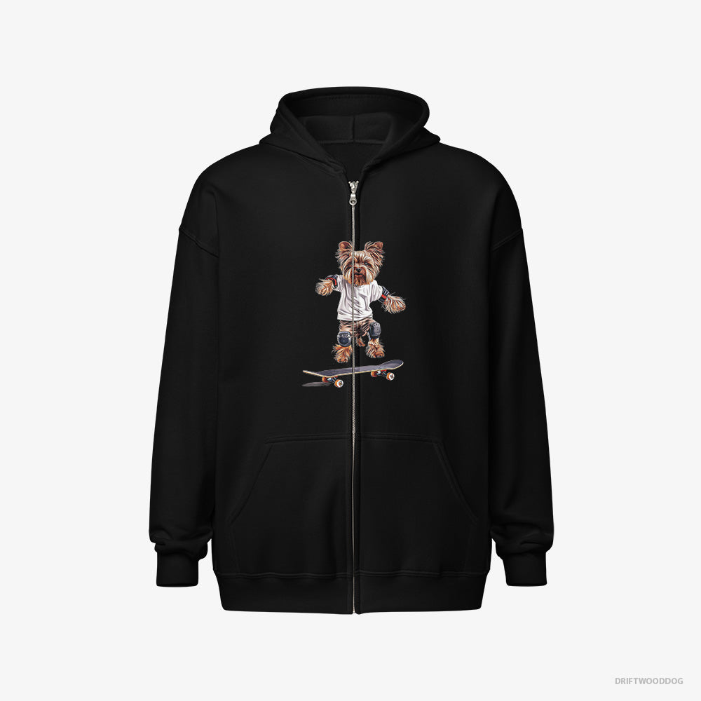 Yorkshire Terrier Riding a Skateboard Full-Zip Hoodie