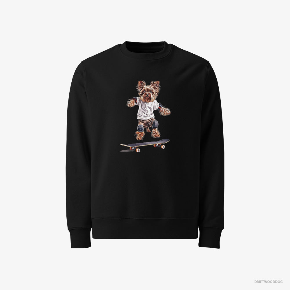 Yorkshire Terrier Riding a Skateboard – Men's Sweatshirt Black – Classic