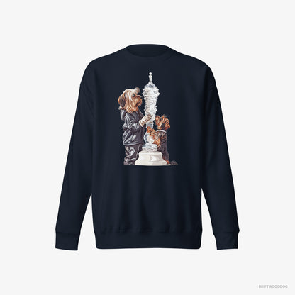 Yorkshire Terrier Performing an Ice Figure Navy Sweatshirt