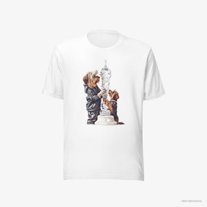 Yorkshire Terrier T-Shirt – Men White T-Shirt Eco-Friendly – Performing an Ice Figure (on White Background)