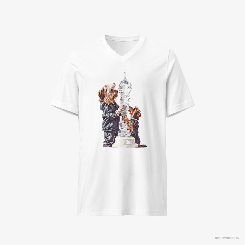 Yorkshire Terrier Performing an Ice Figure V-Neck T-Shirt