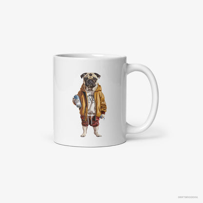 Pug as a Street Artist White Mug