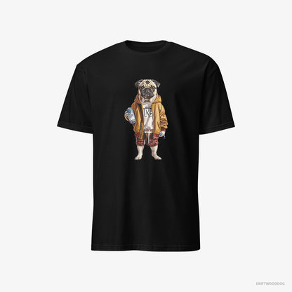 Pug as a Street Artist Black T-Shirt