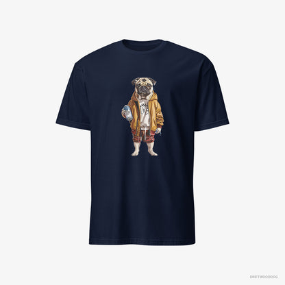 Pug T-Shirt – Men Navy T-Shirt Classic – as a Street Artist (on White Background)