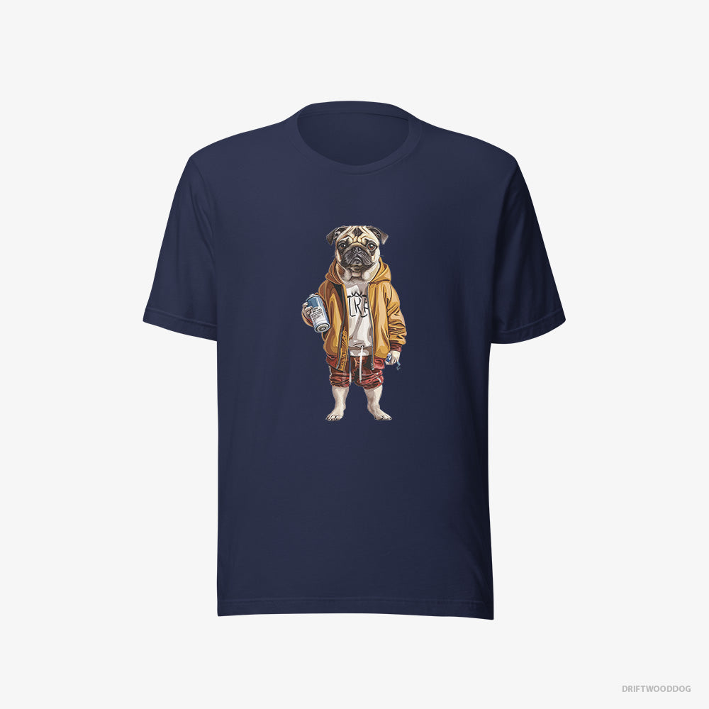 Pug T-Shirt – Men Navy T-Shirt Eco-Friendly – as a Street Artist (on White Background)