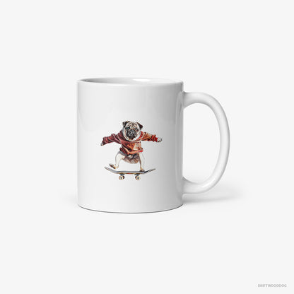 Pug Performing Skateboard Tricks White Mug