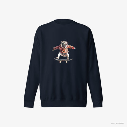 Pug Performing Skateboard Tricks Navy Sweatshirt