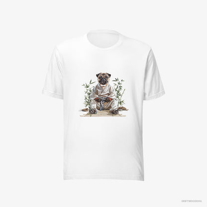 Pug Dressed as a Ninja in a Japanese Garden White T-Shirt