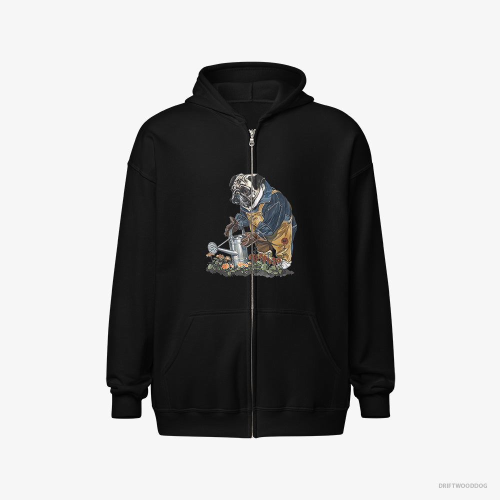 Pug Watering Flowers Full-Zip Hoodie