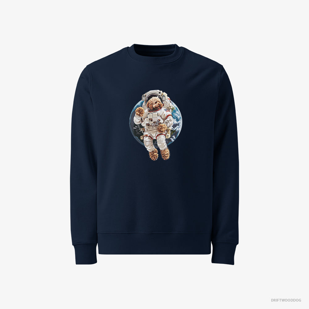 Poodle Sweatshirt – Men Navy Sweatshirt Classic – in a Space Suit (on White Background)